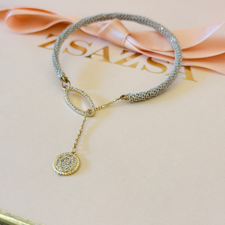 Zircone Braided Cord gold plated bangle