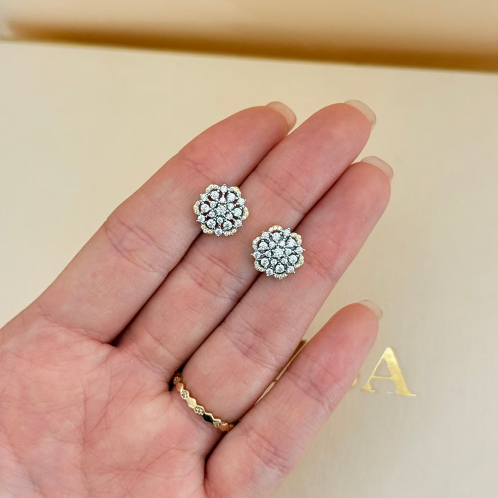 Flower sterling silver zircone pendant set