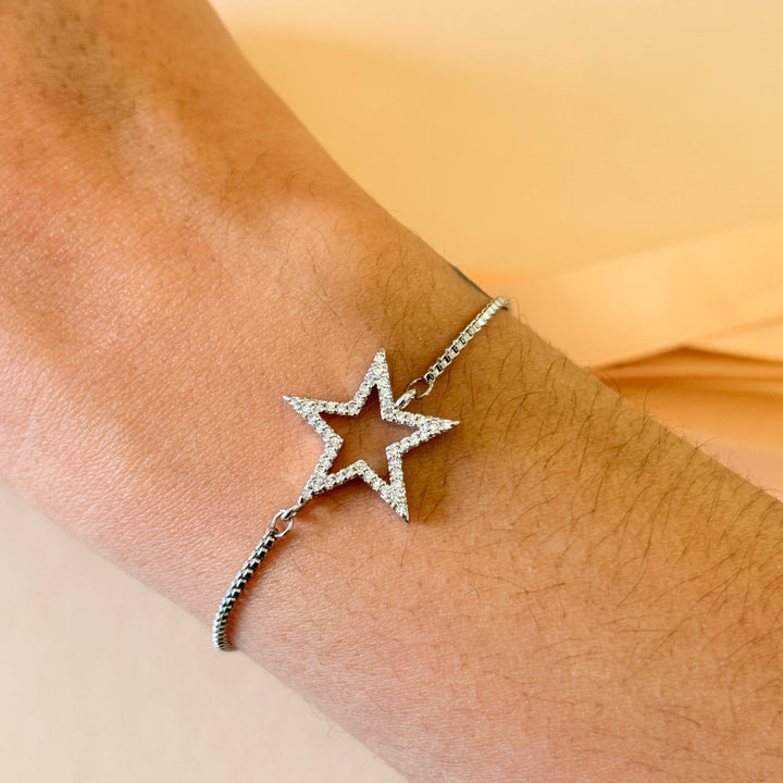 Star in the middle zircone silver bracelet