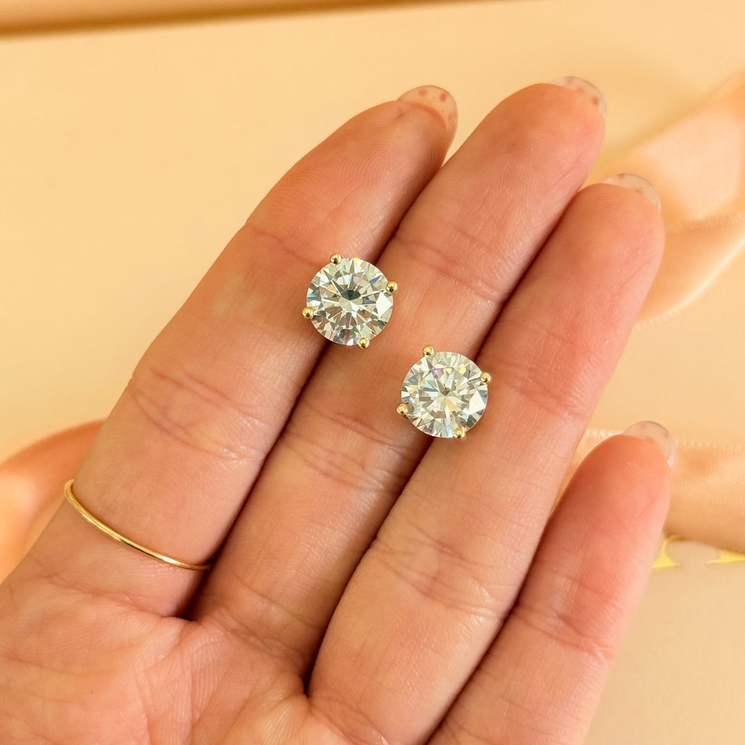 Big solitaire zircone gold plated earrings