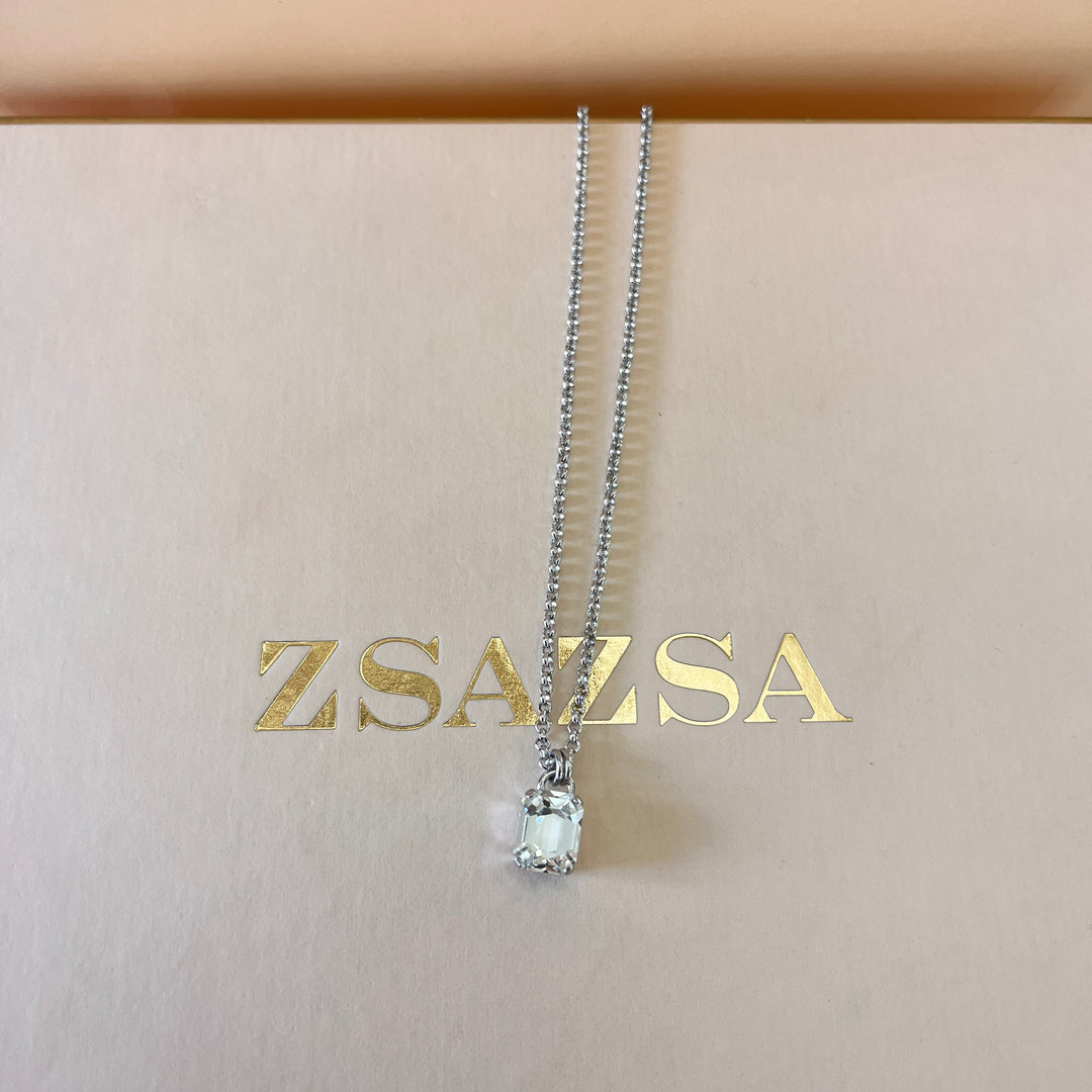 Swarovski crystals rectangular white gold plated pendant