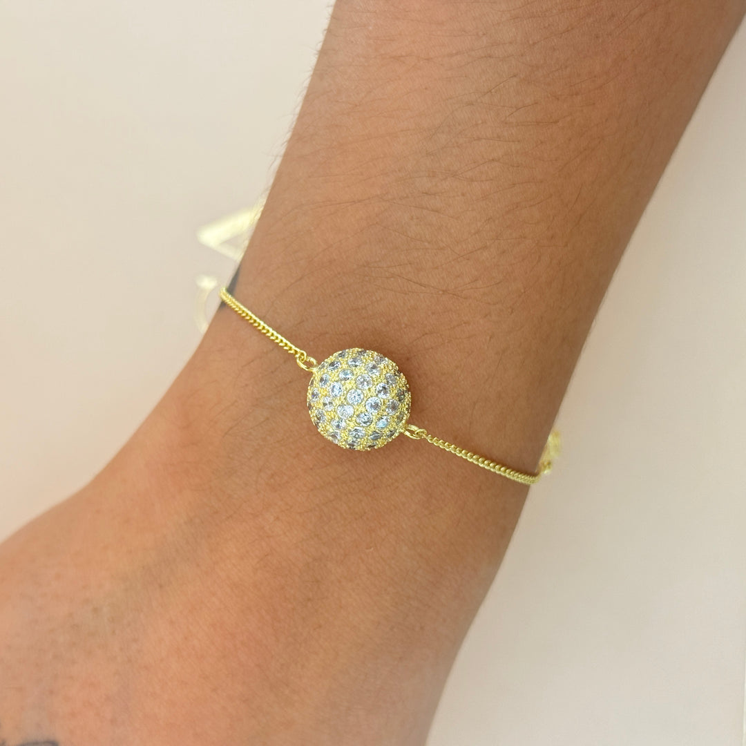 Zircone ball gold plated pendant & bracelet