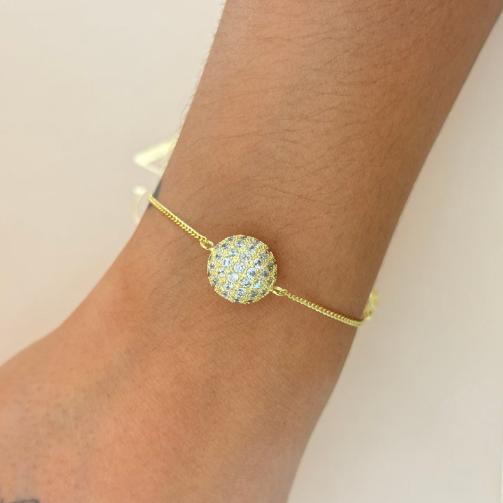 Zircone ball gold plated pendant & bracelet