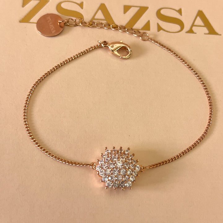 zircone rose gold plated flower bracelet
