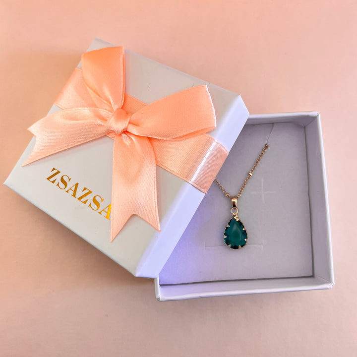 Teardrop green rhinestone pendant