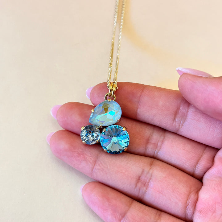 Light blue multi stone Swarovski crystals pendant