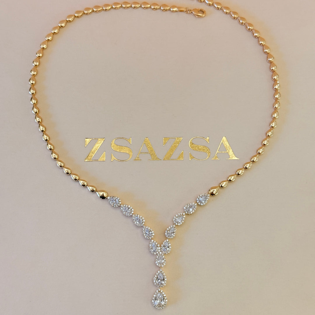 Teardrop zircone gold plated set