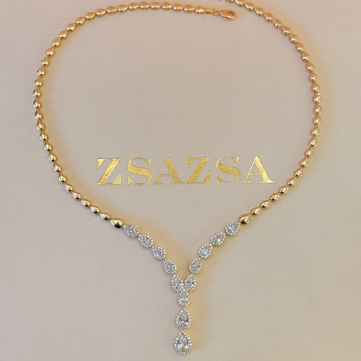 Teardrop zircone gold plated set