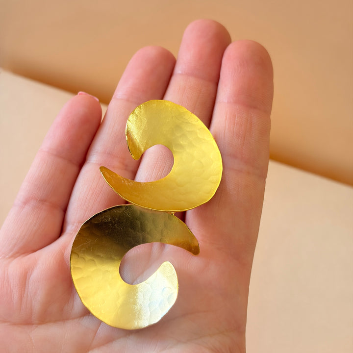 Handmade Double Open Circe Gold Earrings | Gold Plated | ZsaZsa