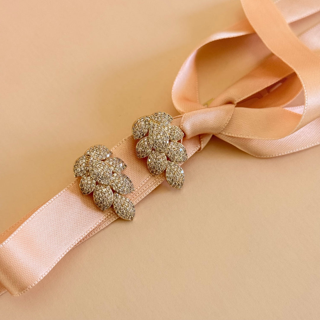 Leaves zircone gold plated earrings