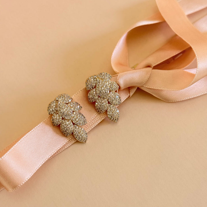 Leaves zircone gold plated earrings