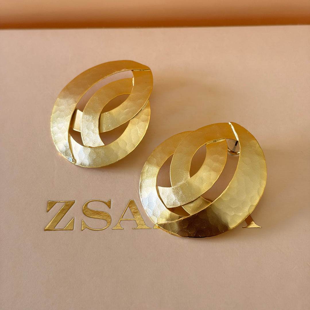 Handmade Geometric Spiral Circles Gold Set | Gold Plated | ZsaZsa