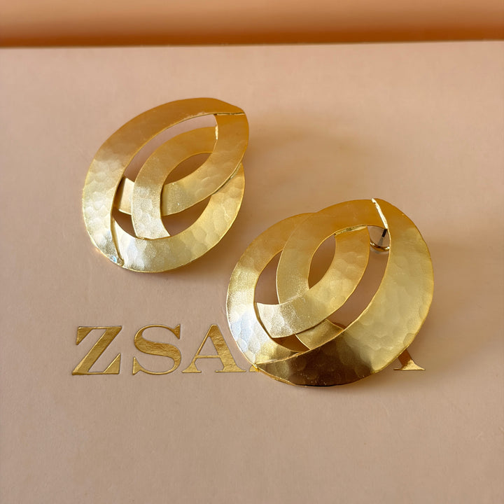 Handmade Geometric Spiral Circles Gold Set | Gold Plated | ZsaZsa