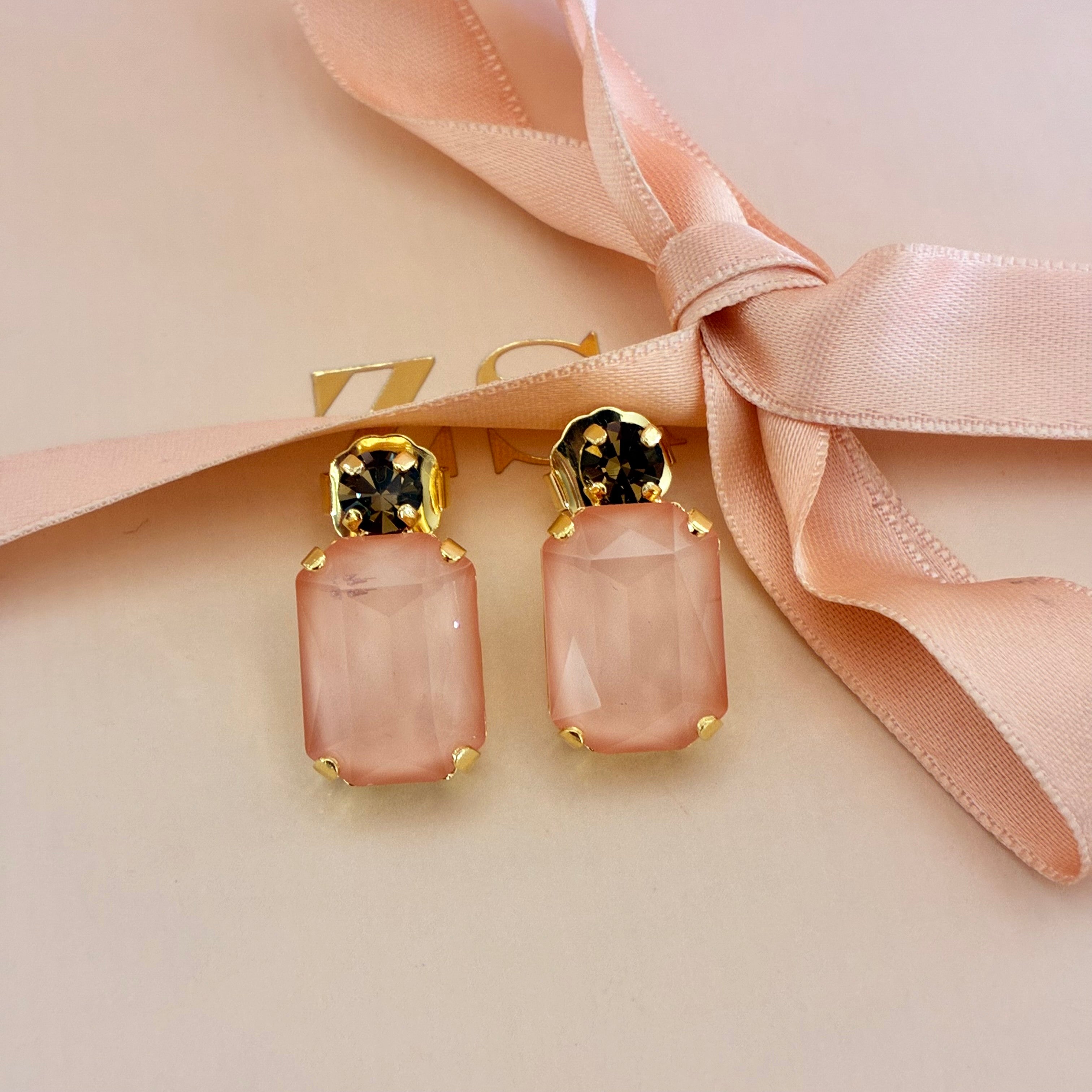 Peach Rectangular Swarovski crystals set