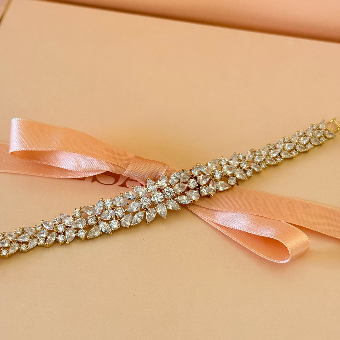 Zircone chunky marquise gold plated bracelet