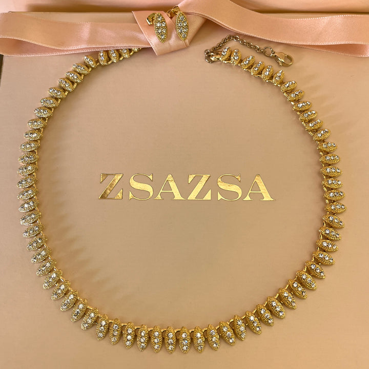 Swarovski crystals marquise shapes gold plated set
