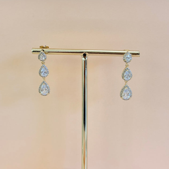 Teardrops zircone gold plated earrings