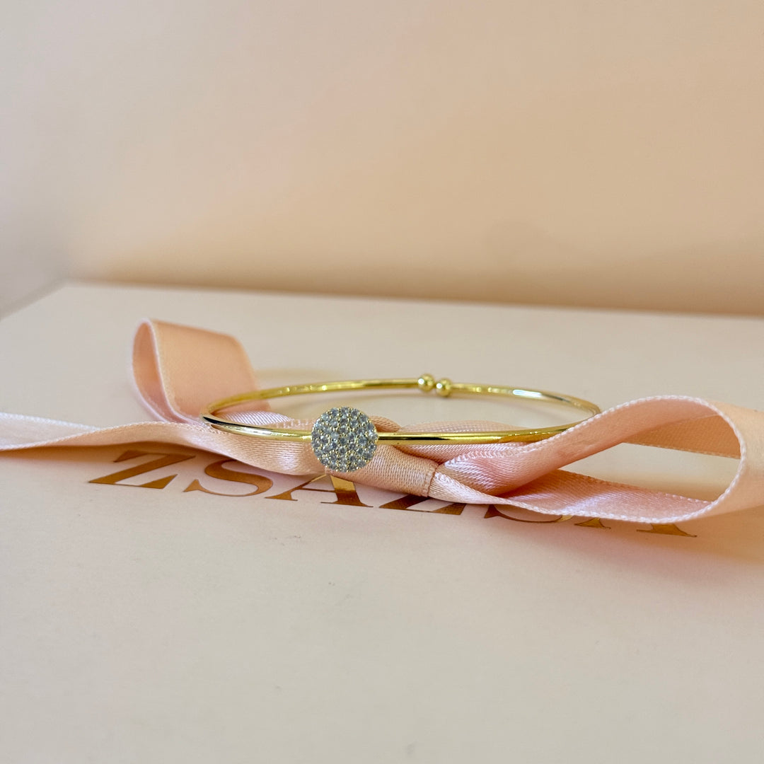 Zircone dainty round gold plated bangle