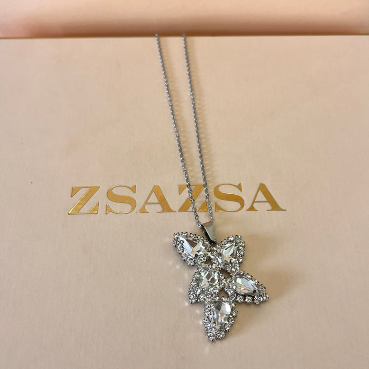 Preciosa crystals teardrop white gold plated pendant