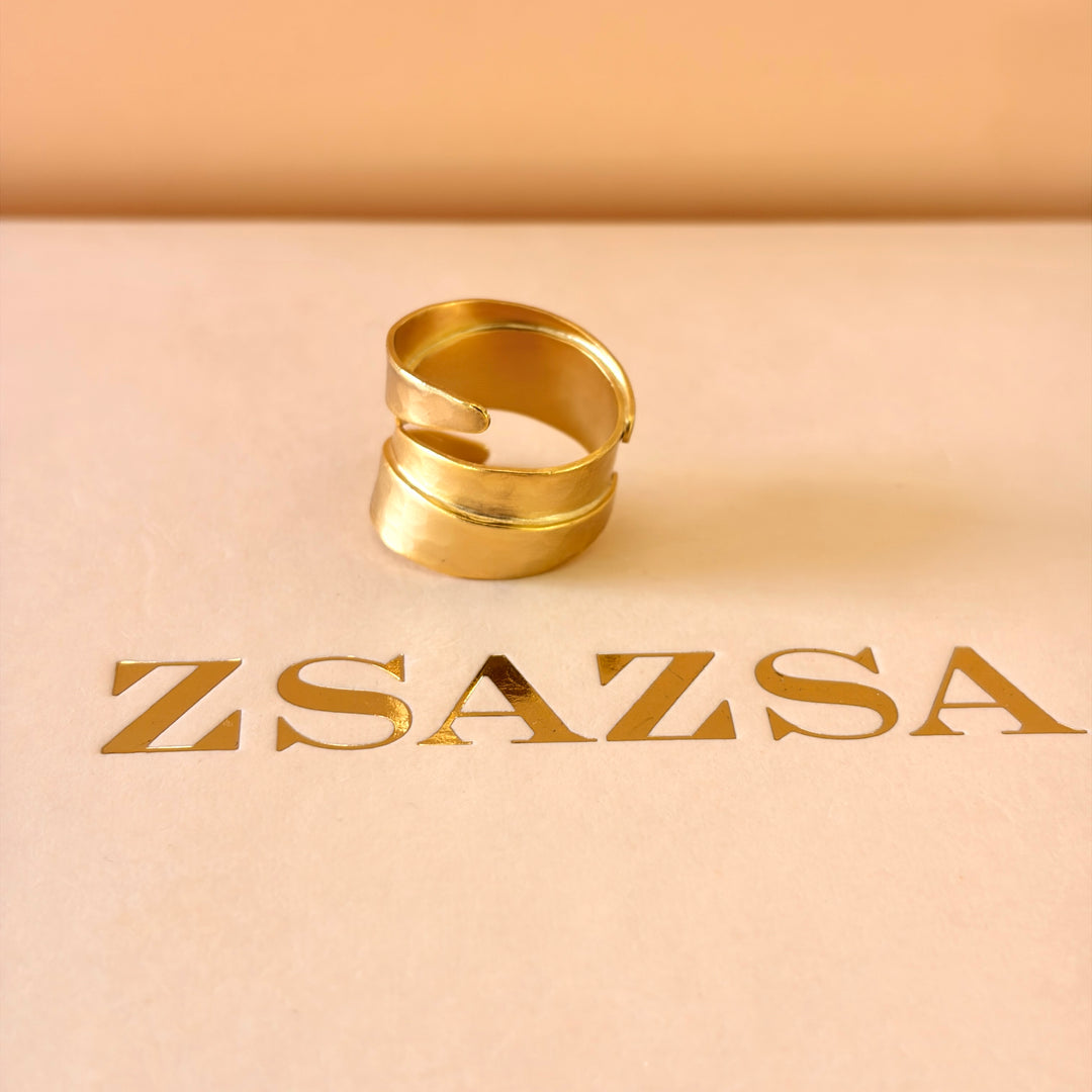 Handmade Ribbon  Ring | Gold Plated | ZsaZsa