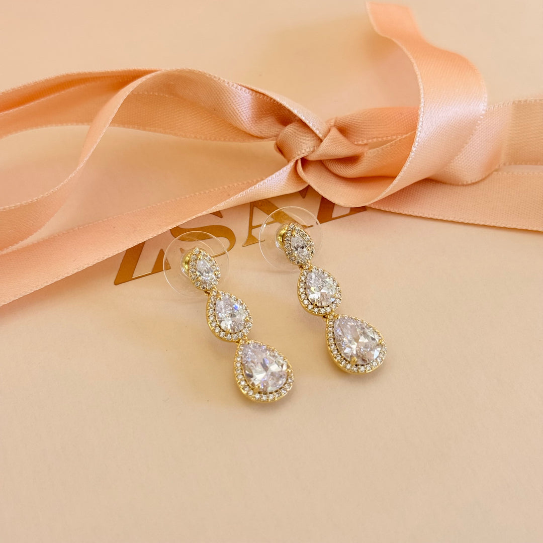 Teardrops zircone gold plated earrings