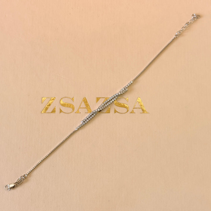 Dainty twisted zircone sterling silver bracelet