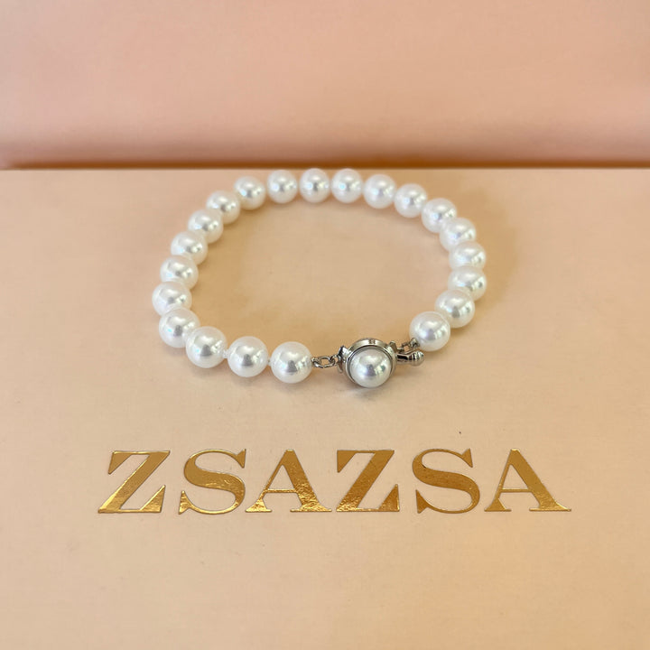 White Mallorca pearls white gold plated bracelet
