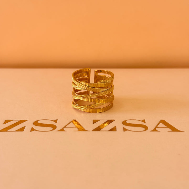 Texture handmade gold plated ring