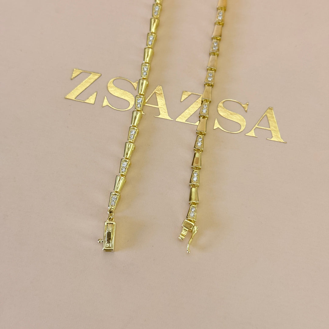 Zircone snake gold plated sterling silver necklace