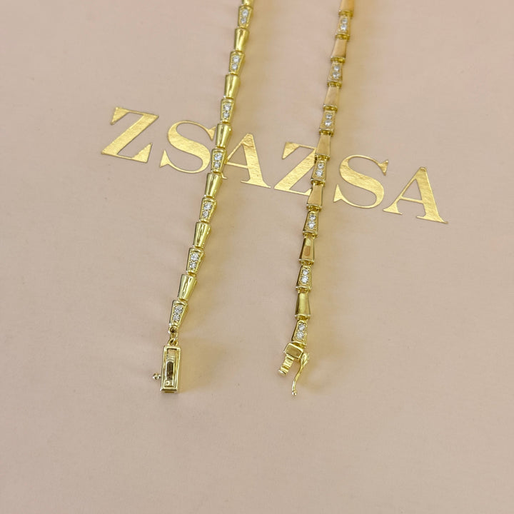 Zircone snake gold plated sterling silver necklace