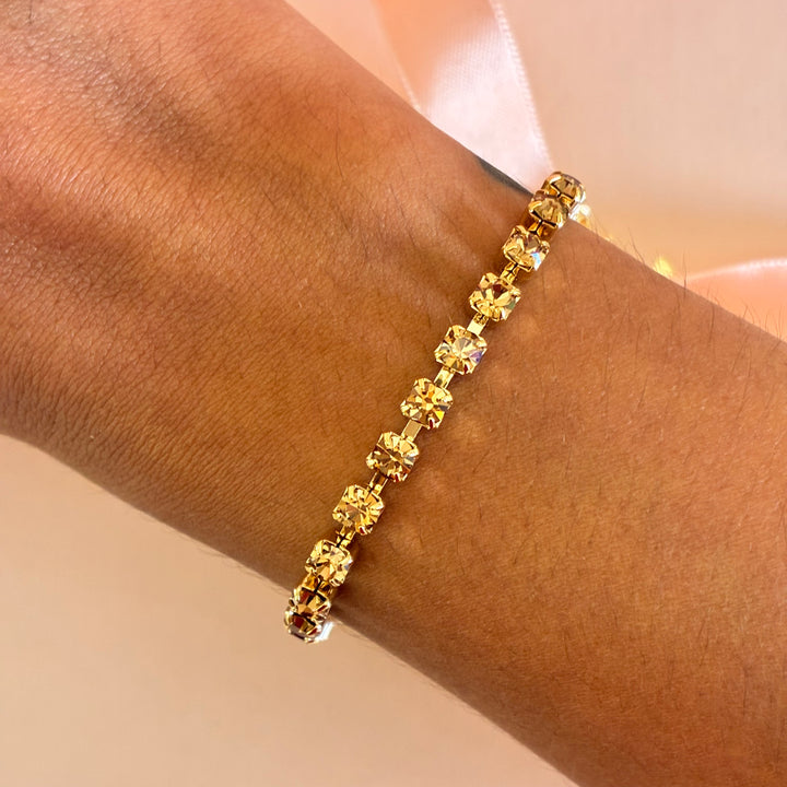 Dainty Bronze Swarovski crystals bracelet