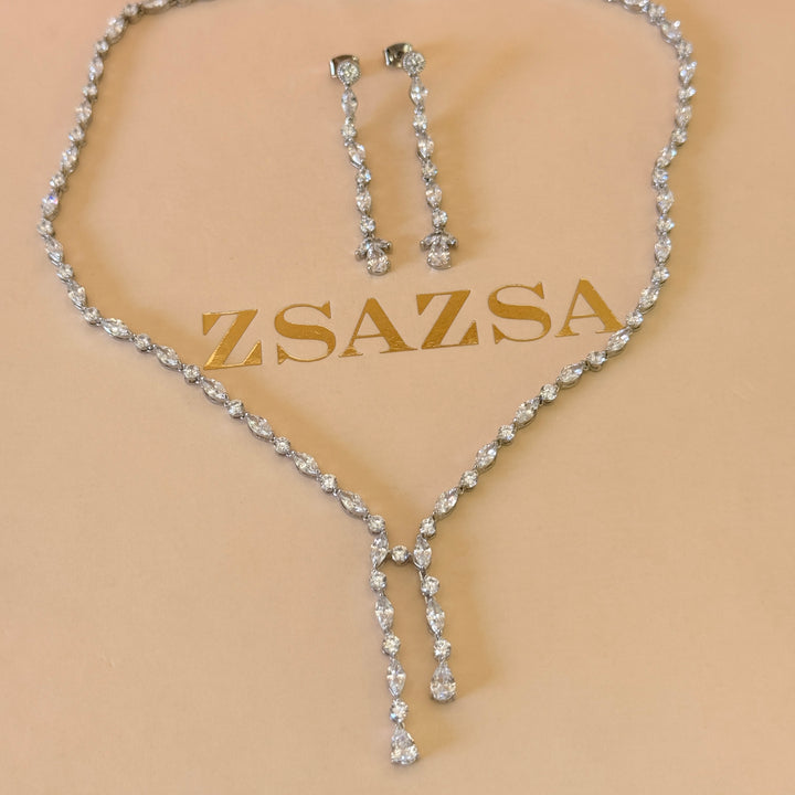 Marquise and teardrop zircone silver set