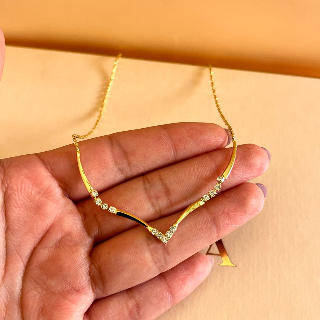 Rhinestone gold plated necklace