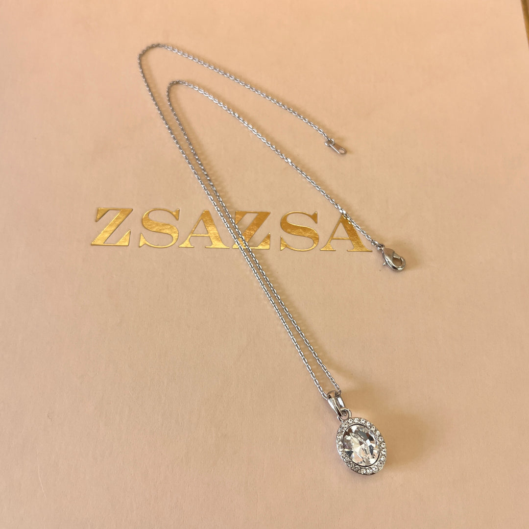 Swarovski crystals oval white gold plated pendant and bracelet