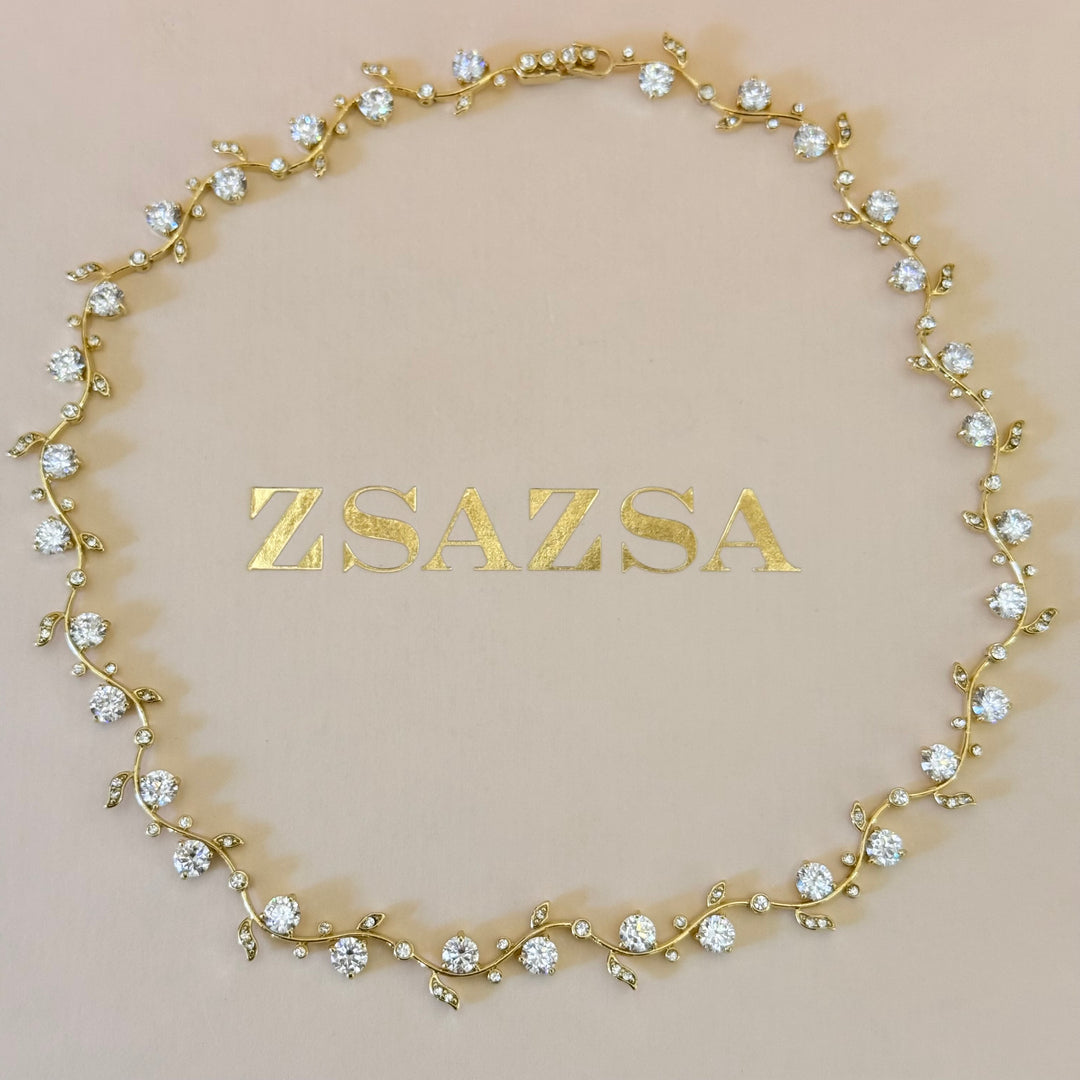 Teardrop and leaves zircone gold plated set