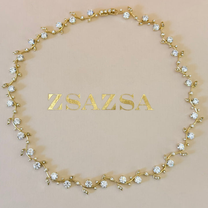 Teardrop and leaves zircone gold plated set