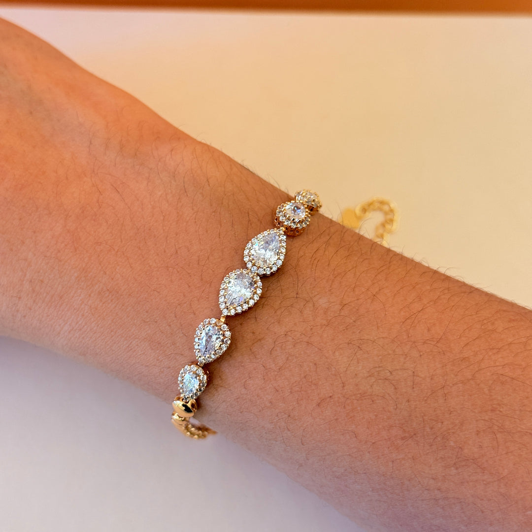 Teardrop zircone gold plated bracelet