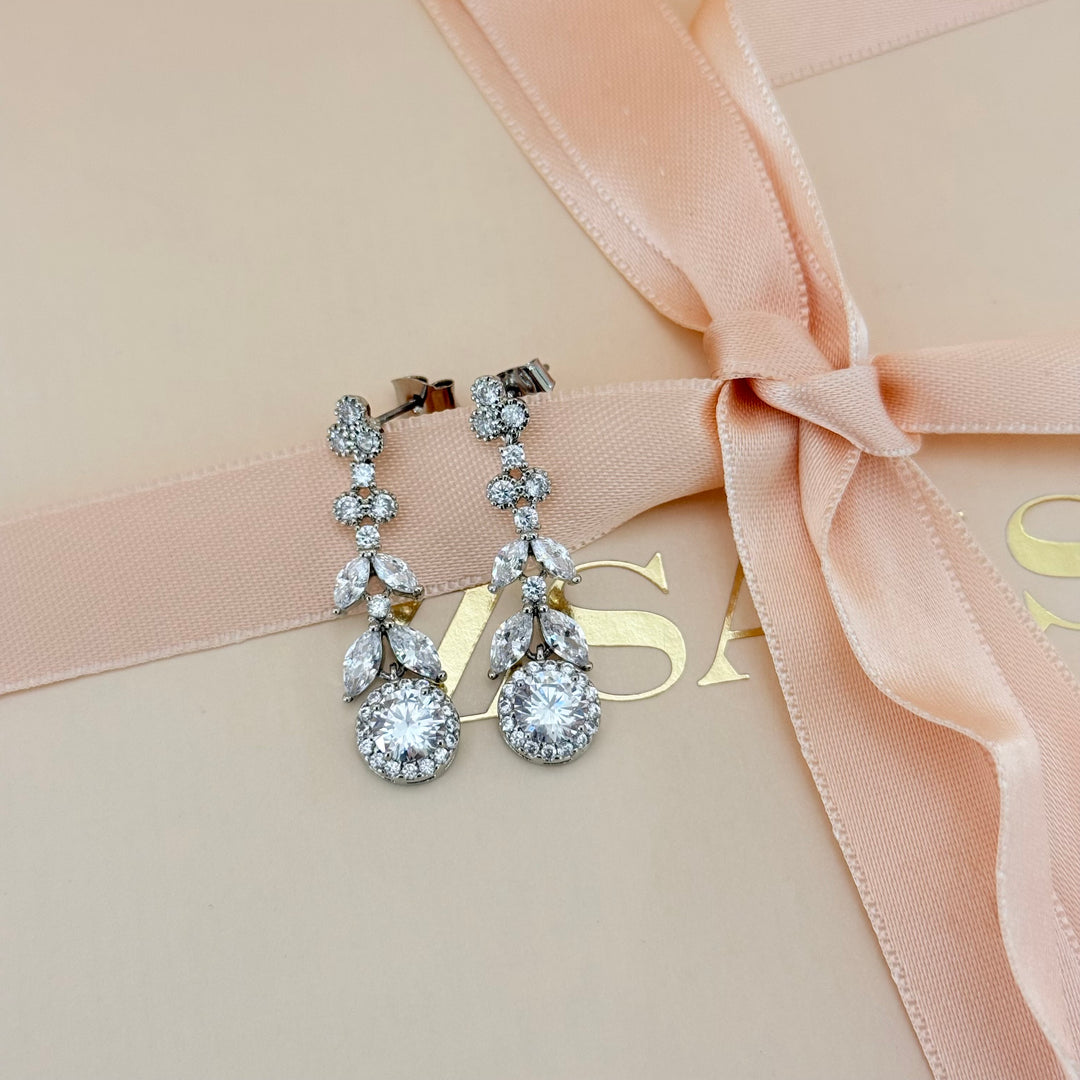 Marquise zircone silver earrings and bracelet
