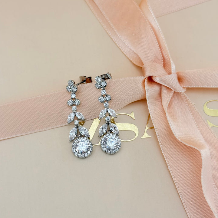 Marquise zircone silver earrings and bracelet