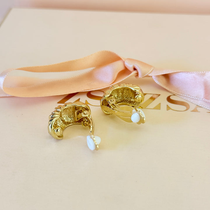 Plain half hoops gold plated clip on earrings