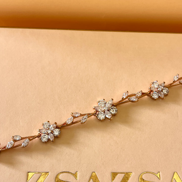 Marquise and round zircone rose gold plated bracelet
