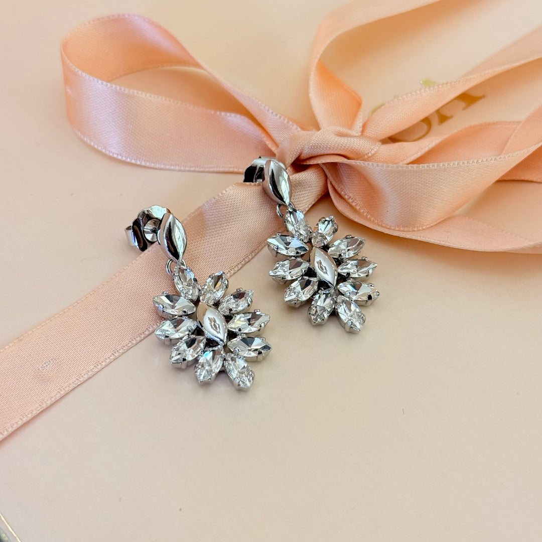 Marquise Swarovski crystals white gold plated earrings