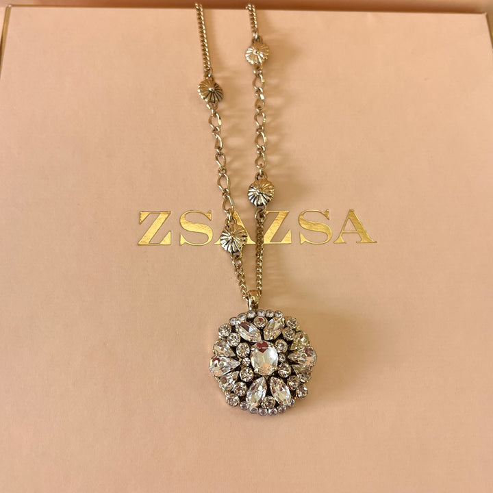 Swarovski crystals mix of shapes gold plated pendant