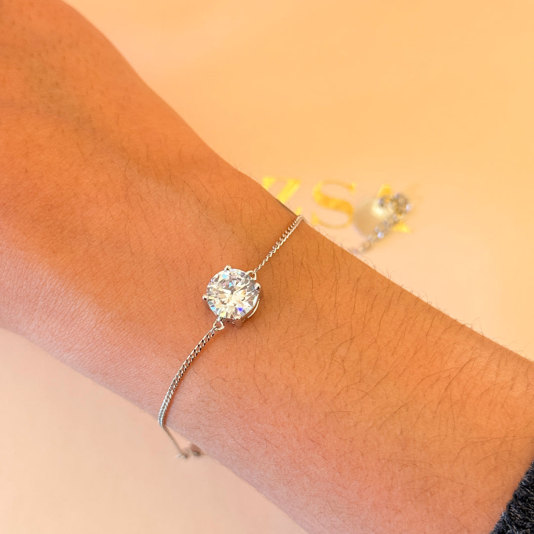 Solitaire zircone silver bracelet