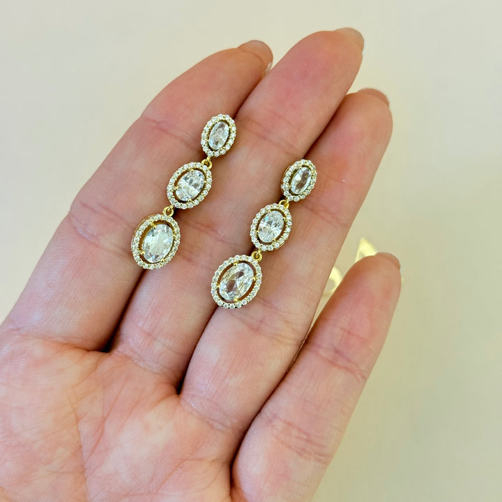 Oval zircone Sterling silver gold plated set