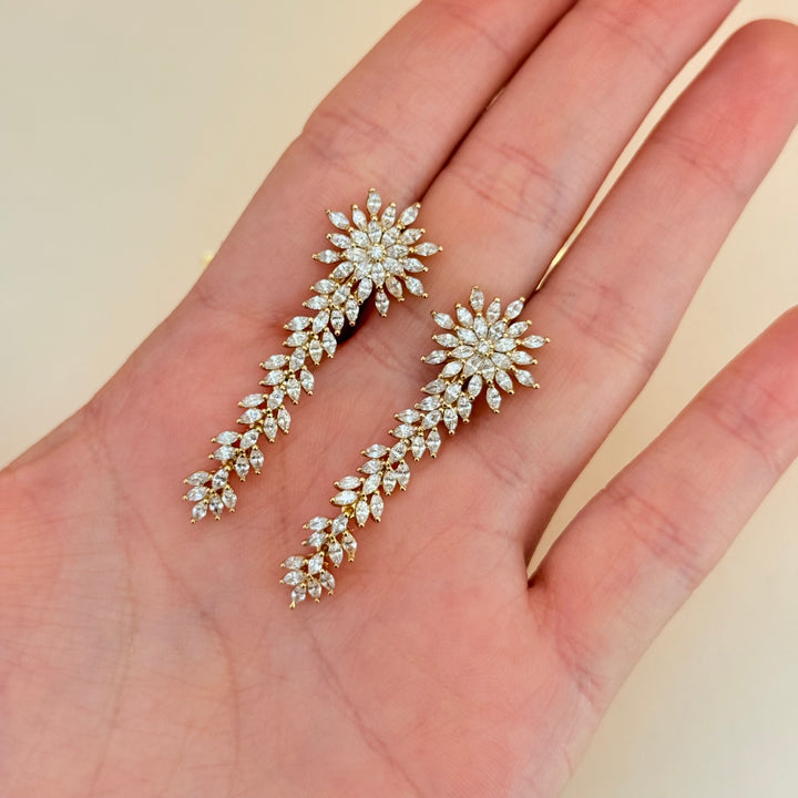 Flower marquise zircone gold plated set