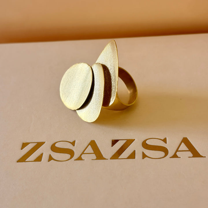 Handmade Three Circle Gold Ring | Gold Plated | ZsaZsa