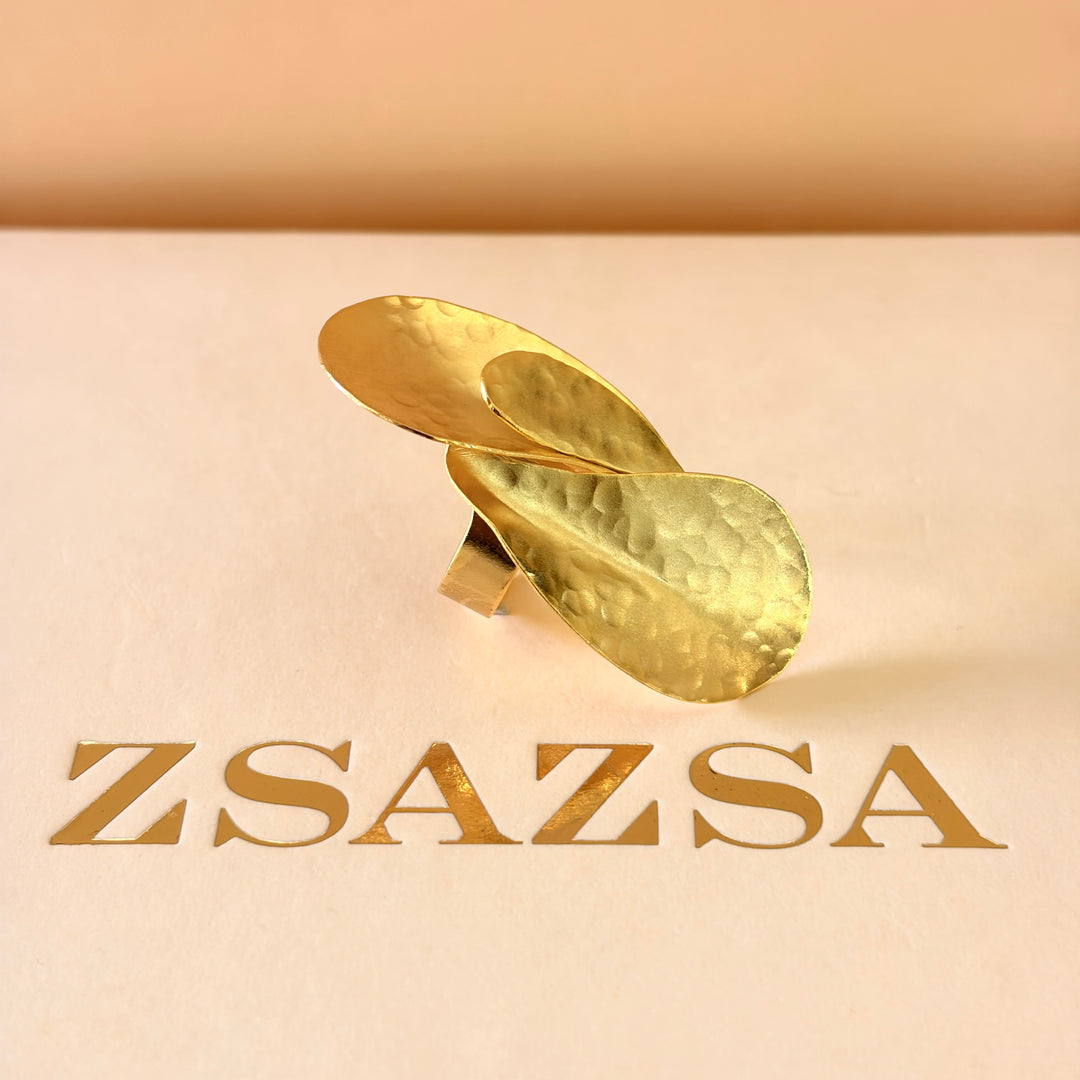 Handmade Inerlocking Petal Ring | Gold Plated | ZsaZsa