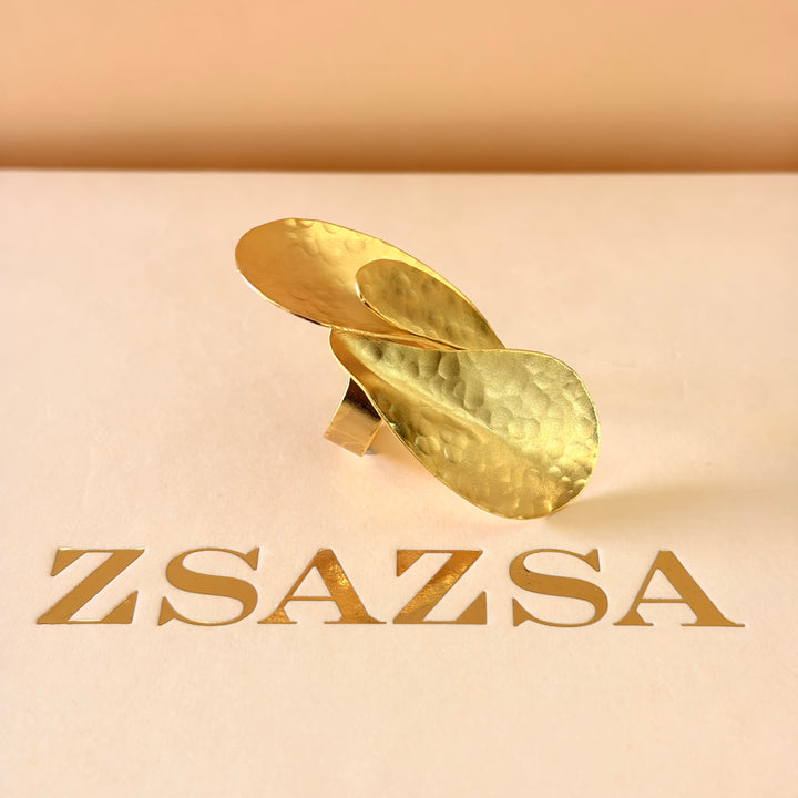 Handmade Inerlocking Petal Ring | Gold Plated | ZsaZsa