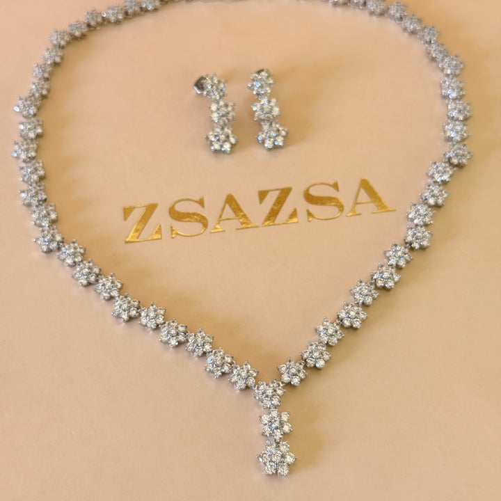 Flower zircone silver set